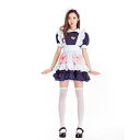 【紺色/4】あす楽 カチューシャ エプロン付き メイド服 コスプレ コスチューム 衣装 仮装(3)