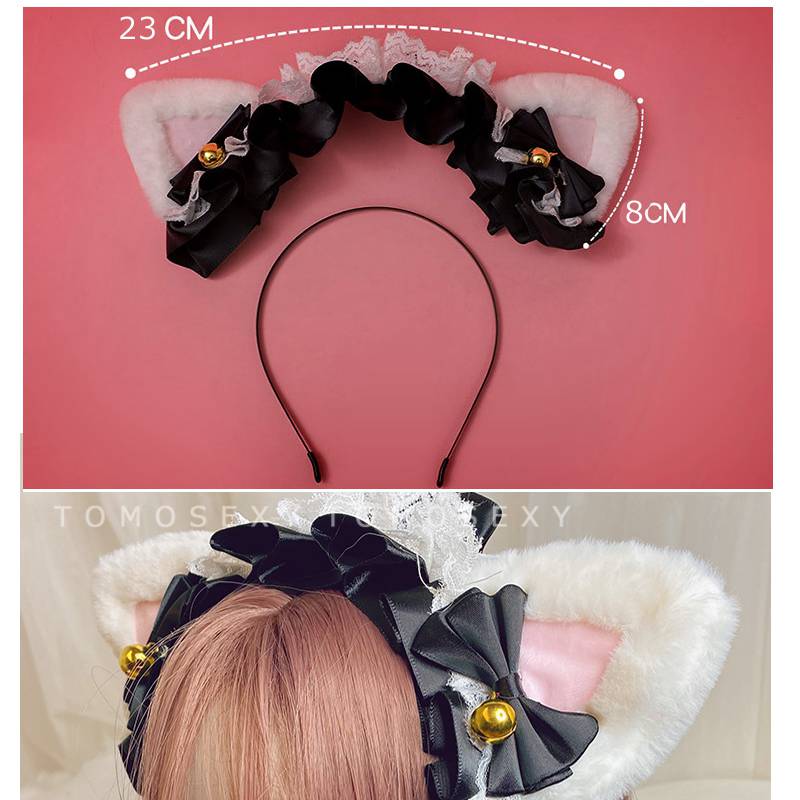 猫耳カチューシャ コスプレ ゴスロリ 鈴 リボン付きヘッドドレス ねこ ネコ ヘアアクセサリー ヘッドアクセサリーロリータ 髪飾り メイドヘア lolita ハロウィン仮装 コスプレ小物 衣装 コスチューム 萌え系 甘ロリ 大人 かわいい おしゃれ お洒落 お茶会 お嬢様 レース