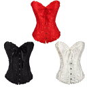 【3color】フロントホック コルセット ビスチェ コスプレ 補正下着 編み上げ 花柄 衣装(4)