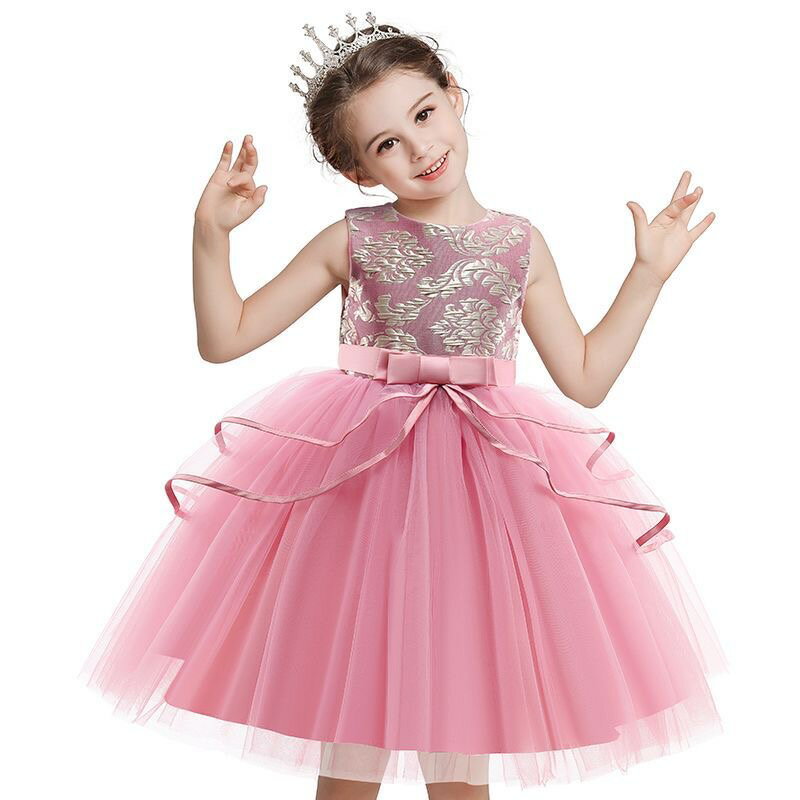 Rakuten - 子供ドレス ピアノ 発表会 女の子 フォーマル ロングドレス 　シャンパン　ピンク　パープル　結婚式 卒業式 パーティー 刺繍 入園式100cm　110cm　120cm　130cm　140cm　150cm