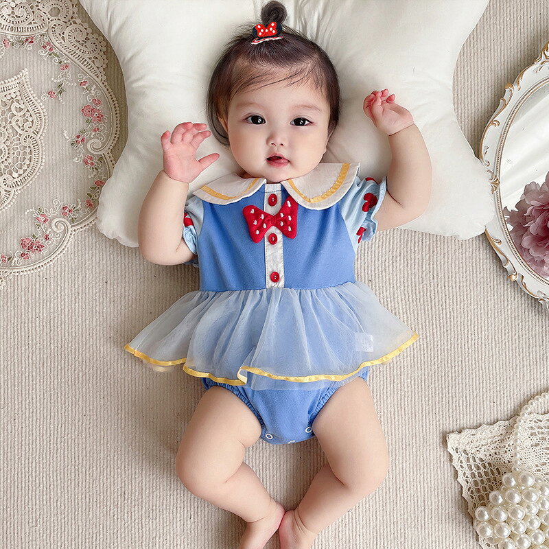 Rakuten - ロンパース　女の子 ベビー服 半袖 ワンピース 赤ちゃん服 パンツ付き かわいい 通園 通学 コットン