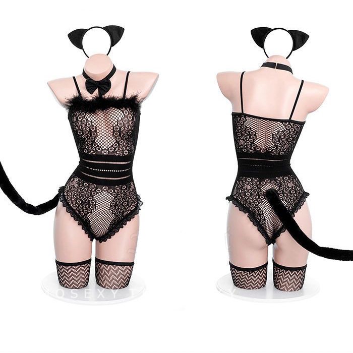 セクシー ねこ コスプレ 猫耳カチューシャ 猫女 ネコ 全身タイツ ランジェリー 猫 コスプレ スケワンピース ボディストッキング ボディータイツ バニーガール服 レディース バニー衣装 セクシーコスチューム キャットガール アニマル ハロウィン仮装 過激コスプレ エロい服