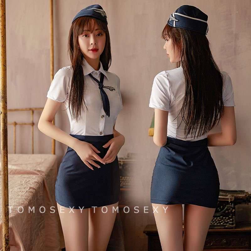スチュワーデス コスプレ キャビンアテンダント ネイビー色 ミニスカ 上下セット 半袖 セクシー コスチューム CA スカートセット 超ミニ タイトスカート スカーフ レディース 客室乗務員 パーティー 制服コスプレ こすぷれ大人用 エロい 服 超過激 コスプレハロウィン仮装