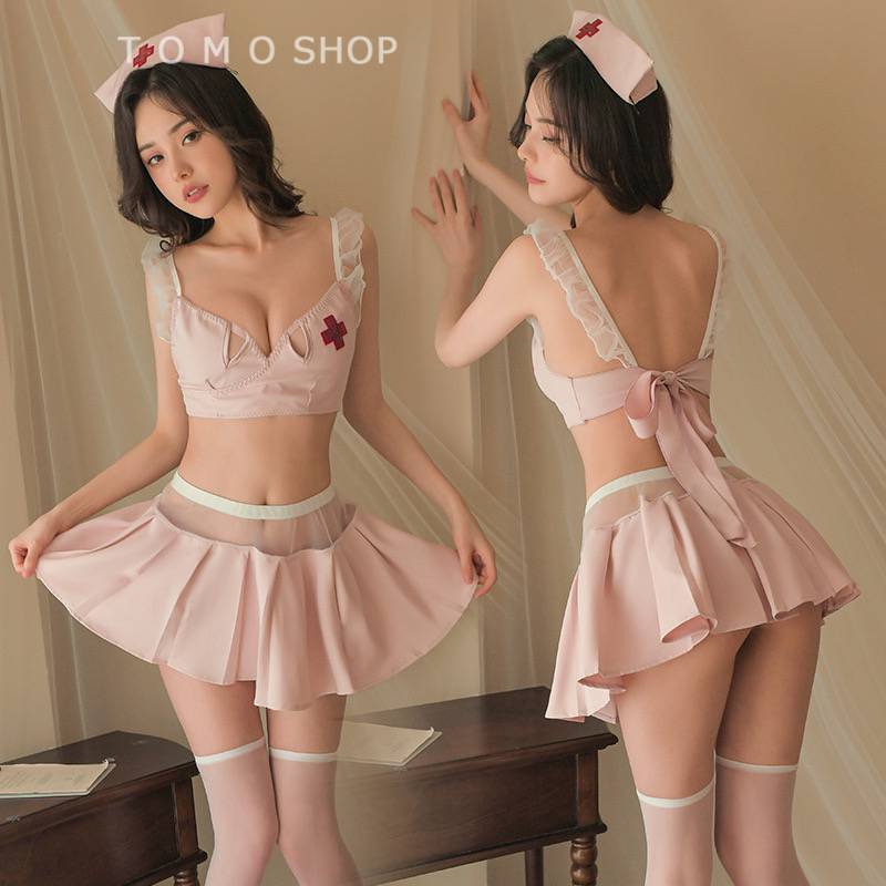 ハロウィンコスプレ ナース服 コスプレ衣装 ナースコスプレ スカート 上下セット ブラトップ バックオープン 半袖 ミニスカート セクシ..