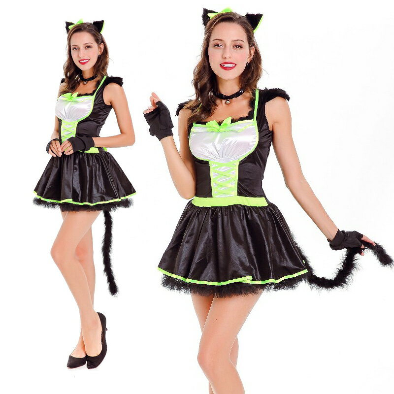 Rakuten - 【黒×緑/3】アニマル コスプレ 衣装 コスチューム 仮装 変装 ハロウィン レディース ねこみみ