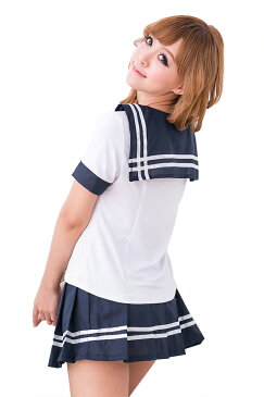 【2】あす楽 送料無料 紺 シンプルなスクール 半袖 セーラー服 学生服 コスプレ 女子高生 制服 コスチューム