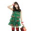 【緑/3】あす楽 緑 赤リボン クリスマス コスプレ ツリー サンタ 衣装 コスチューム レディース セクシー 大人 女性