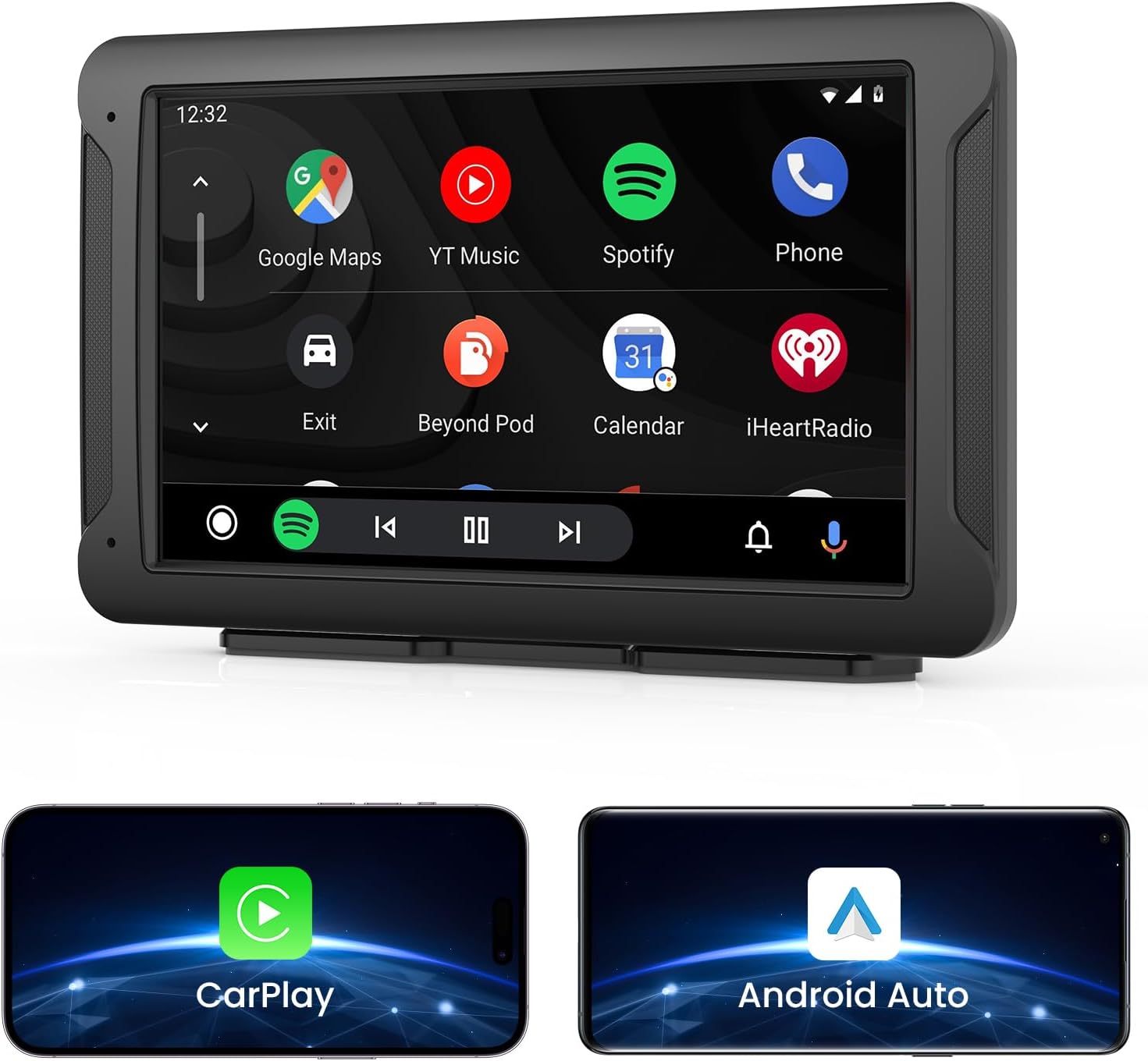 ワイヤレスCarPlay Android Auto カーオーディオ 7インチ ディスプレイ カーステレオ ポータブル ワイヤレス ミラーリング BT音楽 通話 5GHz WiFi/AUX入力/車載FM バックカメラ連動 カーナビ 12V-24V車対応 日本語説明書付き 技適取得済み JADO-VVCAR-MC2