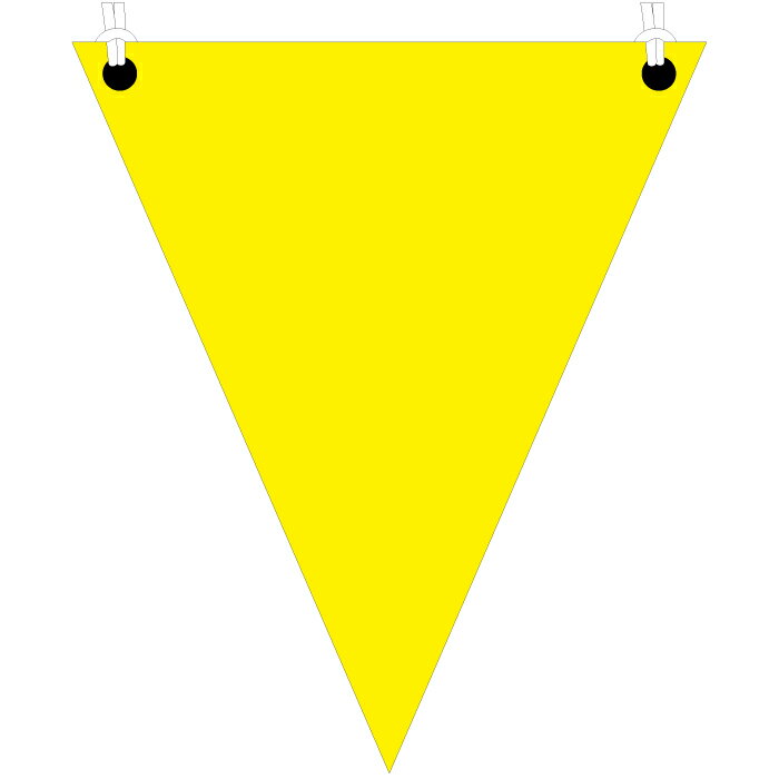 三角旗 無地（黄）372-60 ターポリン(ヒモ付)　300×260mm UNIT ユニット
