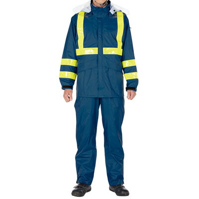 8898 （合羽・かっぱ・雨合羽） S〜ELサイズ 高視認性スプルーススーツ ネイビー　ジンナイ