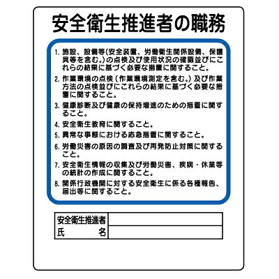 Rakuten - 356-31　作業主任者職務表示板　安全衛生推進者の職務　エコユニボード　500×400×1mm厚UNIT ユニット