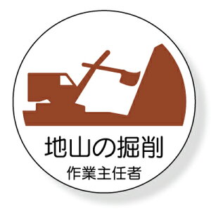 370-21 ヘルメット用ステッカー 地山の掘削作業主任者 2枚1シート 35mmφ