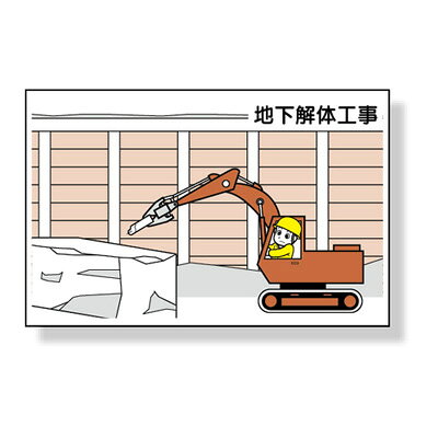Rakuten - 作業予定マグネット板　地下解体工事　ゴムマグネット　88×137mm　(301-13A用) 301-73　ユニット