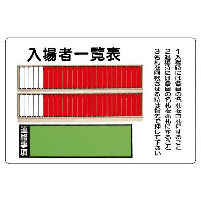 393-48 入場者一覧表 50名用 鉄板 回転名札板 取付用ビス付3個付属 600×900mm ユニット UNIT