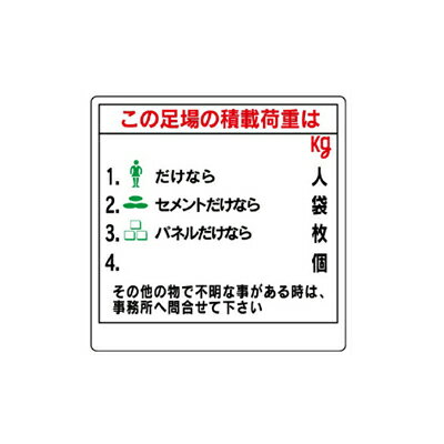 Rakuten - 329-05　積載荷重関係標識　この足場の積載荷重は…　エコユニボード　900×900mm UNIT ユニット