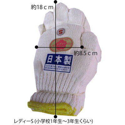 こども軍手 特防糸 2本編 レディーS (小学校1年生〜3年生ぐらい) 10双束 KOT-S