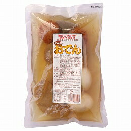 商品名 おでん 内容量 600g 原材料 スープ（しょうゆ、発酵調味料、いわしこんぶだし、鰹だし（静岡県焼津）、宗田節だし（国内産）、ムロ節だし（国内産）、昆布だし（北海道）、食塩）、ゆで卵（国内産）、海鮮ボール、大根、黒はんぺん、こんにゃく／水酸化カルシウム（こんにゃく凝固剤）、（一部に卵・大豆・小麦・サバ・イカを含む） 商品説明 〇静岡県焼津産鰹だしをベースにいわし昆布だし、宗田節、ムロ節等でだしを取り、だしの風味の効いたおでんに仕上げました。 〇練り物のすり身にはリン酸塩は使用しておりません（無リンすり身使用）。 〇化学調味料、保存料、酵母エキスは使用しておらず、遺伝子組み換え品も使用しておりません。 〇2人前。 〇この製品は加圧加熱殺菌を行っておりますので常温保存が可能です。 賞味期限 製造日より180日 メーカー ジャフマック 広告文責 株式会社アリス　03-3856-5222