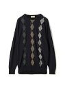 【別注】JOHN SMEDLEY ウール アーガイルクルーネック プルオーバーニット TOMORROWLAND MEN トゥモローランド トップス ニット ブラ...