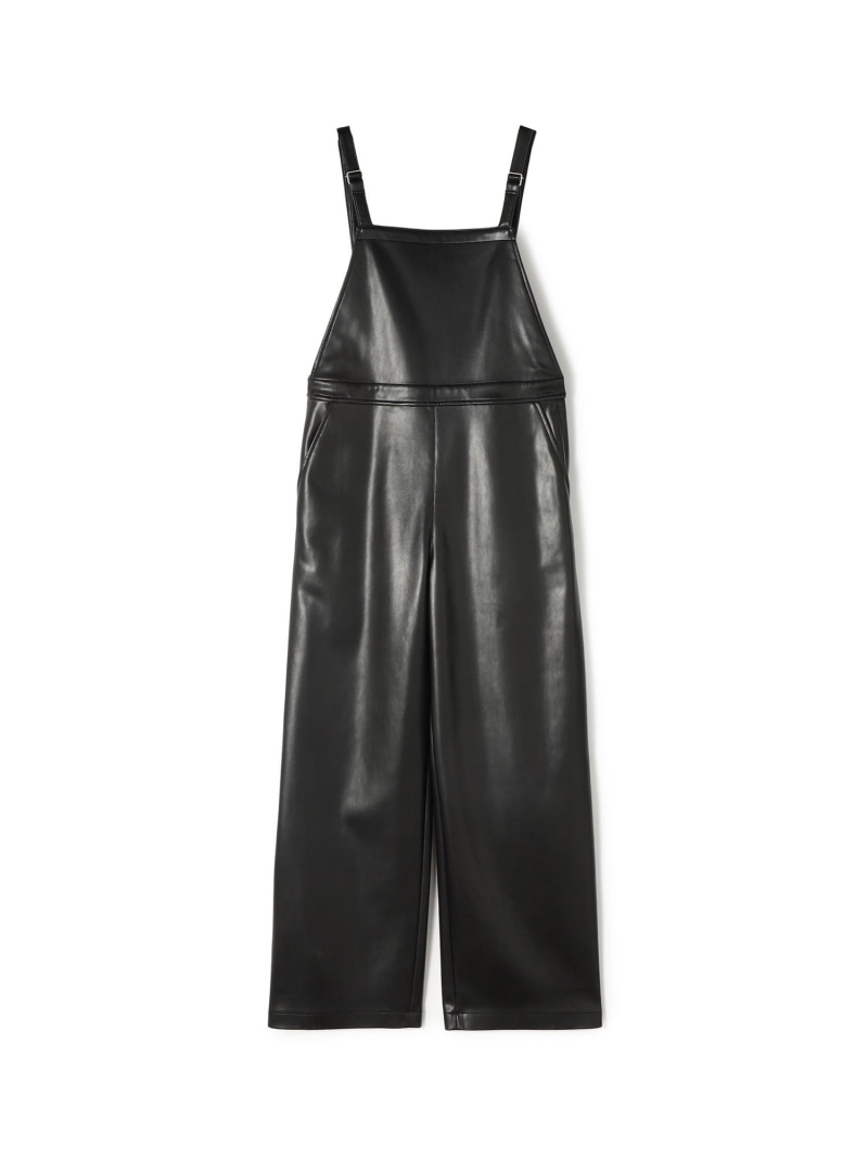 【WEB先行予約】レザーライク サロペット MACPHEE トゥモローランド オールインワン・オーバーオール オーバーオール・サロペット ブラック【先行予約】*【送料無料】[Rakuten Fashion]