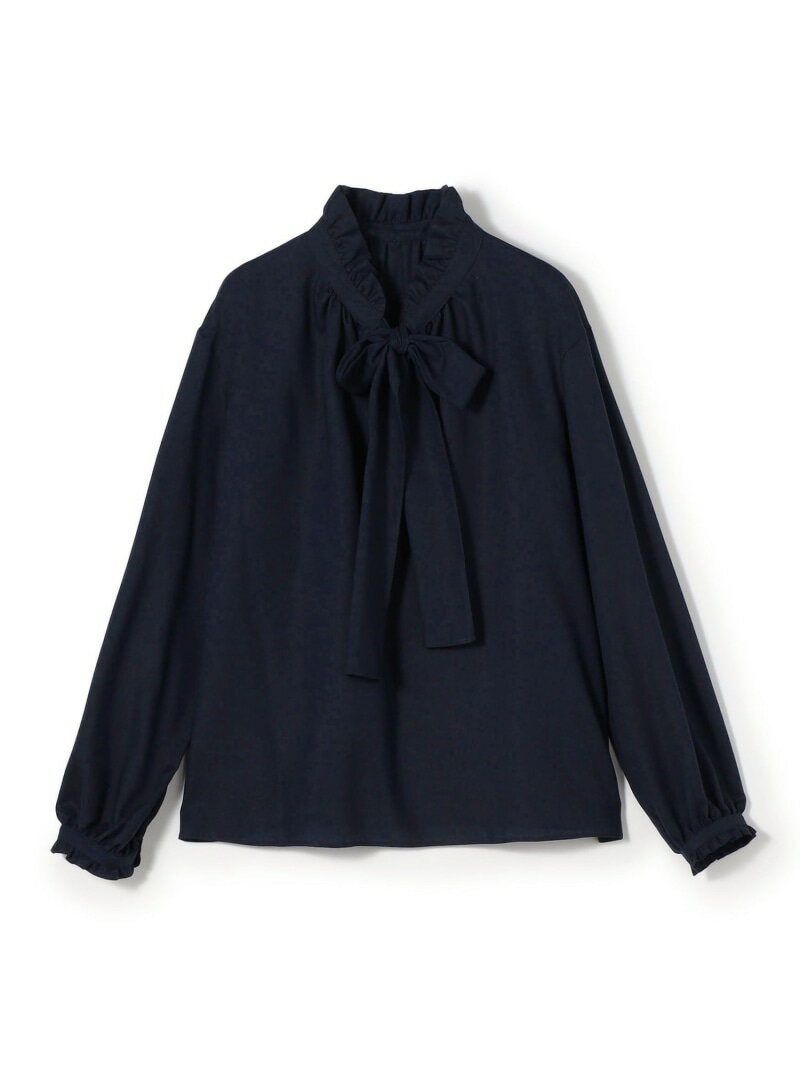 【追加予約】グロスアムンゼン フリルカラーリボンブラウス Ballsey トゥモローランド トップス シャツ・ブラウス ネイビー ホワイト【先行予約】*【送料無料】[Rakuten Fashion]
