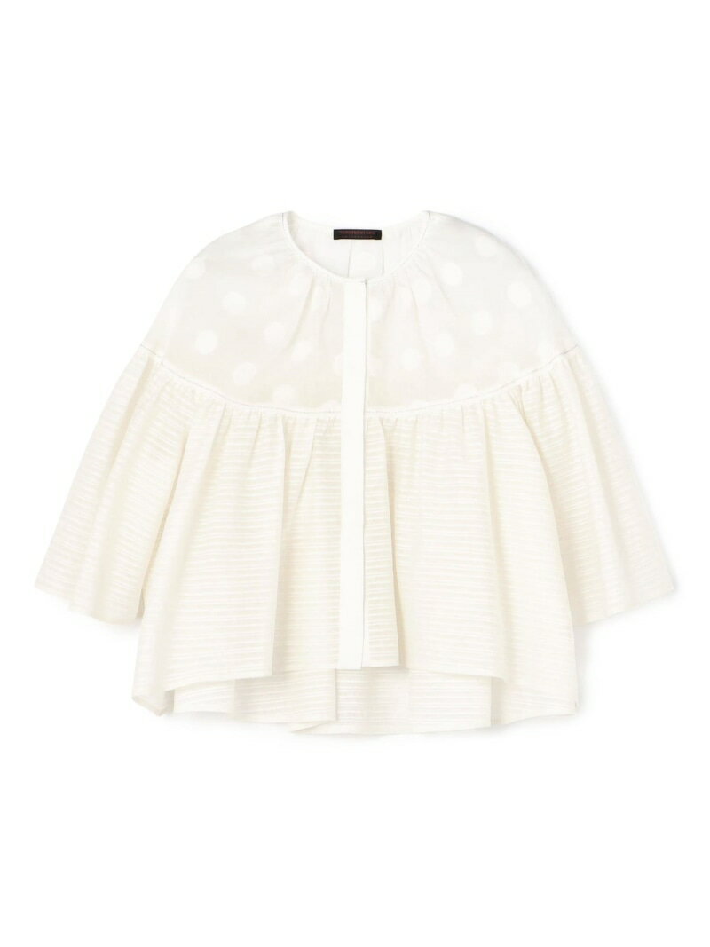 【SALE／40%OFF】テクスチャーコンビ サーキュラースリーブブラウス TOMORROWLAND collection トゥモローランド トップス シャツ・ブラウス ホワイト ネイビー【RBA_E】【送料無料】[Rakuten Fashion]のサムネイル