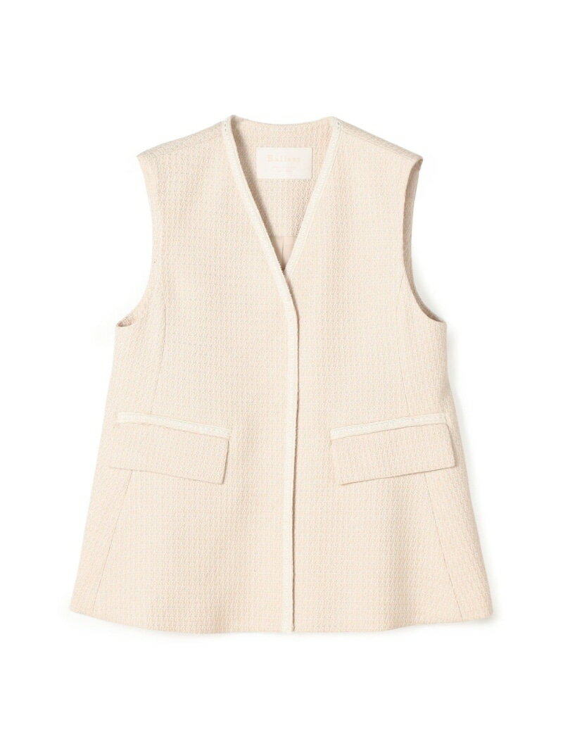 【WEB先行予約】ライトファンシーツイード ペプラムジレ Ballsey トゥモローランド トップス ベスト・ジレ ネイビー ベージュ【先行予約】*【送料無料】[Rakuten Fashion]