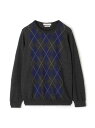 【SALE/50%OFF】ウールカシミヤシルク アーガイル クルーネックプルオーバー TOMORROWLAND MEN トゥモローランド トップス ニット グレ...