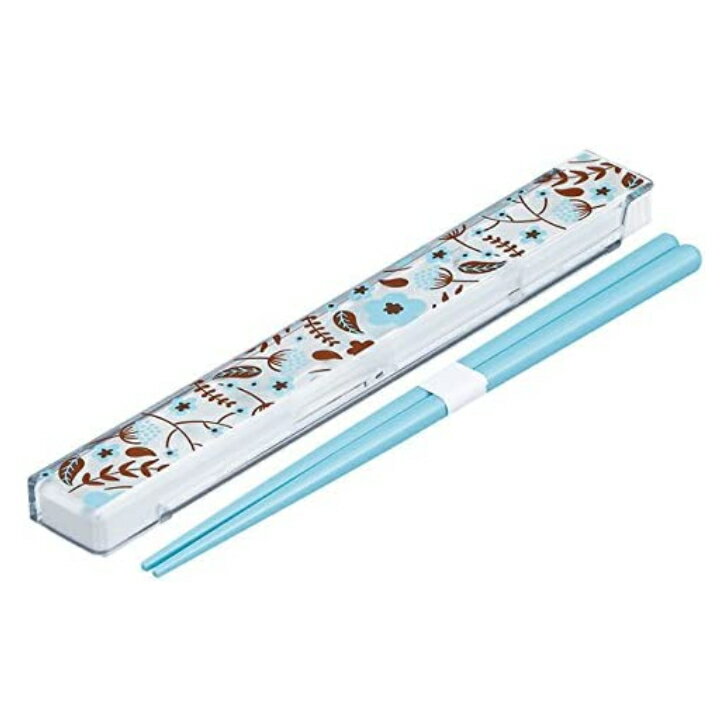 箸 箸箱セット 箸箱セット 18cm スライド式 男子 女子 大人 子供 ブルー 食洗機対応 日本製 小森樹脂 Leaves&Flowers