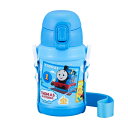 OSK きかんしゃトーマス 水筒 450ml ストロー付 ステンレス ボトル ブルー 保冷専用 ショルダー ベルト付 子供 男の子 オーエスケー SBR-450S