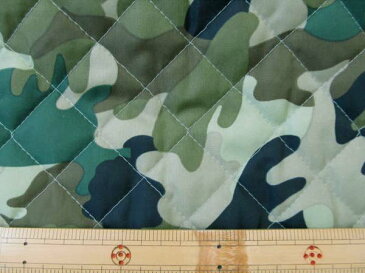 ナイロンオックス 迷彩柄 (緑系)キルト生地(ナイロンキルティング)※メール便発送は長さ1mまで可能