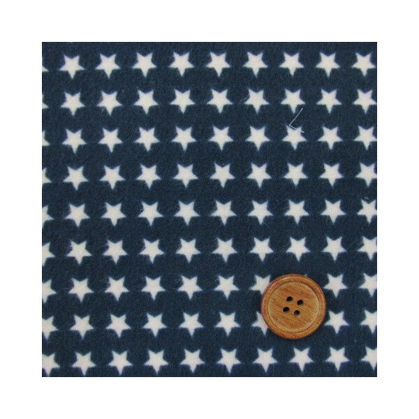 ネル起毛　紺地に白の8mm星柄　（紺）