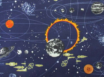 コスモ・太陽系・宇宙柄 オックス生地 (入園入学 手作り バッグ ポーチ ハンドメイド)