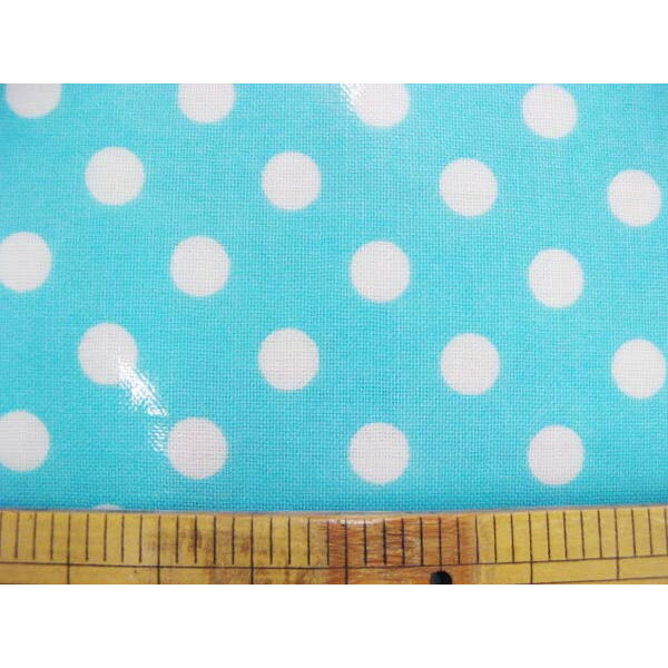 定番　7mmドット柄ラミネート（みず色）