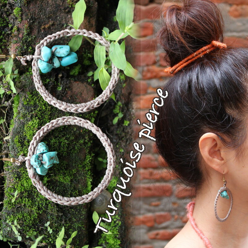 樂天商城 - 大きな輪っかのターコイズピアス！アジアン/エスニック/ファッション小物/アジアン雑貨アジアンファッション /ヒッピー/フォークロア/チャイハネ