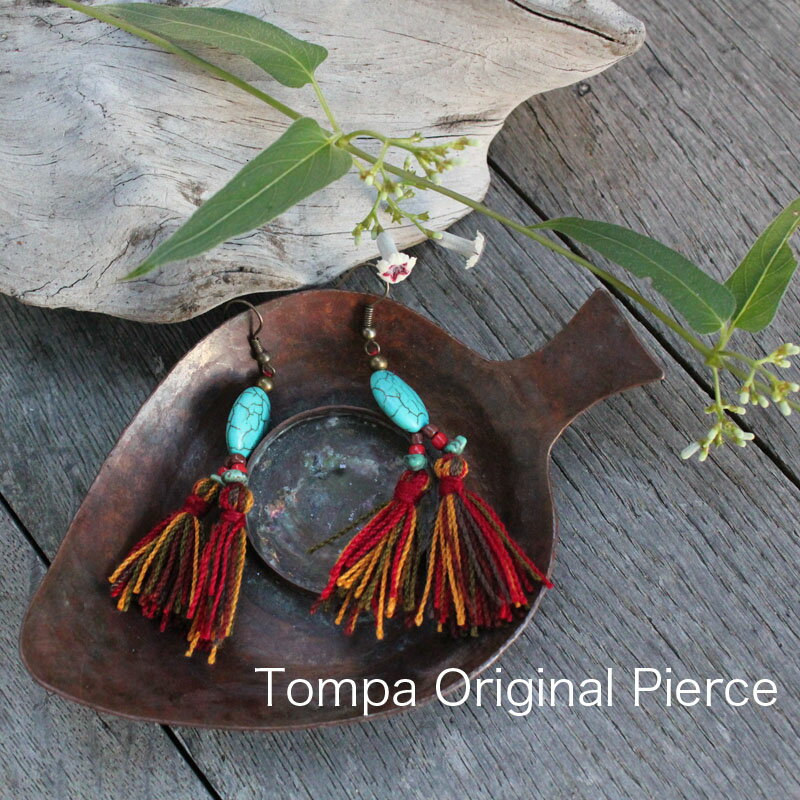 樂天商城 - 【Tompa Original Design】String&Turquoiseのピアス☆エキゾチック/フォークロア/トンパ/少数民族