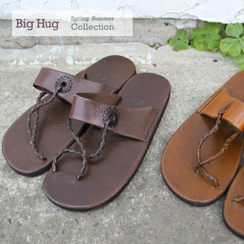樂天商城 - 【BigHug】クロッシェレザーサンダル！レザー/ナチュラル/ビックハグ/天然素材