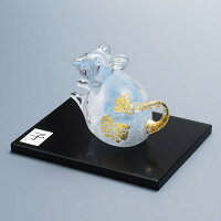 縁起物2020干支子(ネズミ)銀子鼠工芸品台付置物日本製吹きガラス令和2年記念品贈り物贈答品ギフトプレゼント干支クリスタル開運お正月お祝内祝還暦新築引越し招福綺麗可愛いクリア福ねずみ