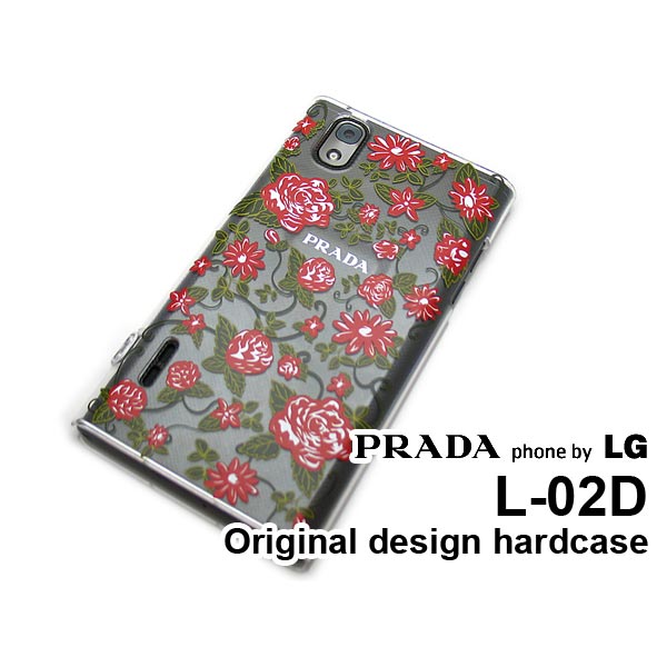 ゆうパケ送料無料【docomo PRADA phone by LG L-02D用ケース】【L-02D（docomo L-02D） L-02Dケース】 ケース/カバー/CASE/ケ−ス アクセサリー/スマホケース/スマートフォン用カバー 【花 赤/l02d-723】