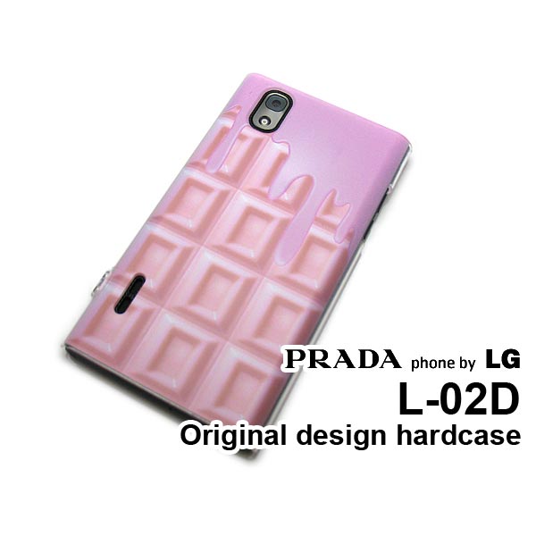 ゆうパケ送料無料【docomo PRADA phone by LG L-02D用ケース】【L-02D（docomo L-02D） L-02Dケース】 ケース/カバー/CASE/ケ−ス アクセサリー/スマホケース/スマートフォン用カバー 【板チョコ 溶けてる 苺 チョコレート/l02d-609】