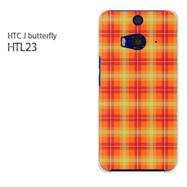 ゆうパケ送料無料【au HTC J butterfly HTL23ケース】[htl23 ケース][ケース/カバー/CASE/ケ−ス][アクセサリー/スマホケース/スマートフォン用カバー][チェック(オレンジ)/htl23-pc-new0914]
