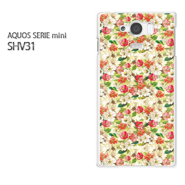 ゆうパケ送料無料【au AQUOS SERIE mini SHV31ケース】[shv31 ケース][ケース/カバー/CASE/ケ−ス][アクセサリー/スマホケース/スマートフォン用カバー][花(グリーン・赤)/shv31-pc-new0680]