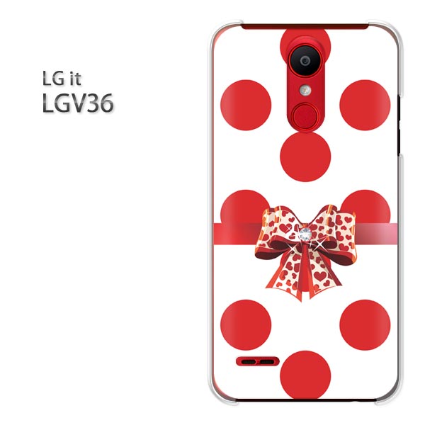 ゆうパケット送料無料 LG it LGV36au lgit lgv36スマートフォン おしゃれ 人気 カワイイアクセサリー スマホケース カバー ハード ポリカーボネート [ドット・リボン（赤）/lgv36-pc-ne420]