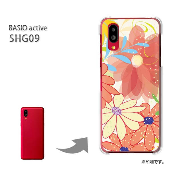 ゆうパケ送料無料 BASIO active SHG09 ケースベイシオ PCケース おしゃれ 人気 カワイイアクセサリー スマホケース カバー ハード ポリカーボネート[花(オレンジ)/shg09-pc-new0022]