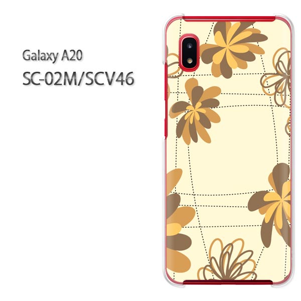 ゆうパケ送料無料 Galaxy A20 SC-02M SCV46sc02m scv46 ギャラクシー galaxya20 ドコモ auクリア 透明 スマホケース カバー ハード ポリカーボネート[花・チェック(ベージュ)/sc02m-pc-new1341]