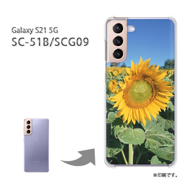ゆうパケ送料無料 SC-51B SCG09 ケースGalaxy S21 5G ギャラクシー PCケース おしゃれ 人気 カワイイアクセサリー スマホケース カバー ハード ポリカーボネート[夏・シンプル・ひまわり(黄・ブルー)/sc51b-pc-new0500]