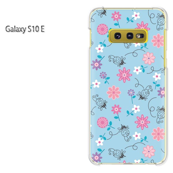 ゆうパケ送料無料 Galaxy S10 galaxys10eギャラクシー galaxy s10e simフリークリア 透明 スマホケース カバー ハード ポリカーボネート[花・蜂(ブルー)/galaxys10e-pc-new0985]