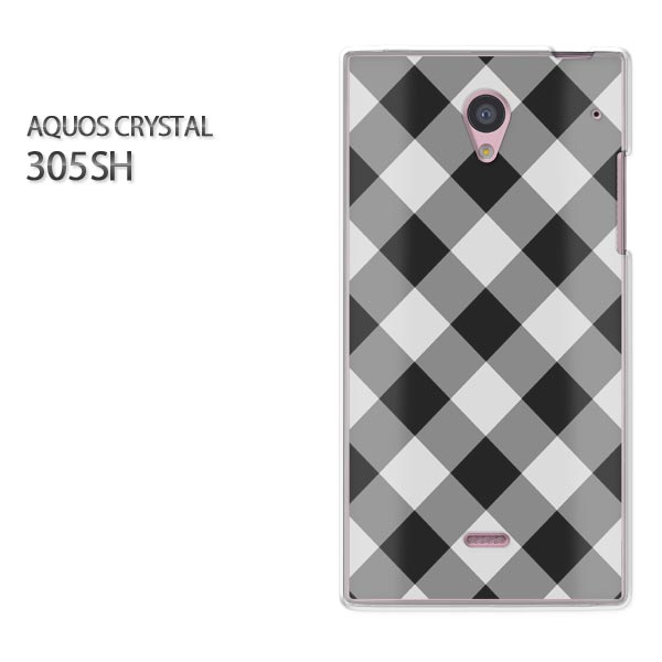 ゆうパケ送料無料【SoftBank AQUOS CRYSTAL 305SHケース】[305SH ケース][ケース/カバー/CASE/ケ−ス][アクセサリー/スマホケース/スマートフォン用カバー][チェック(黒)/305sh-pc-new0890]