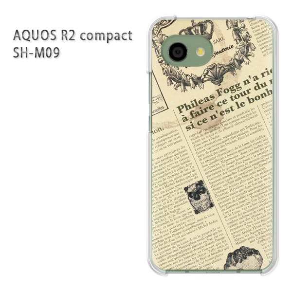 ゆうパケ送料無料 AQUOS R2 compact SH-M09ソフトバンク アクオス R2 コンパクト aquosr2 compact shm09クリア 透明 スマホケース カバー ハード ポリカーボネート[シンプル・ニュースペーパー(黄)/aquosr2compact-pc-new1870]