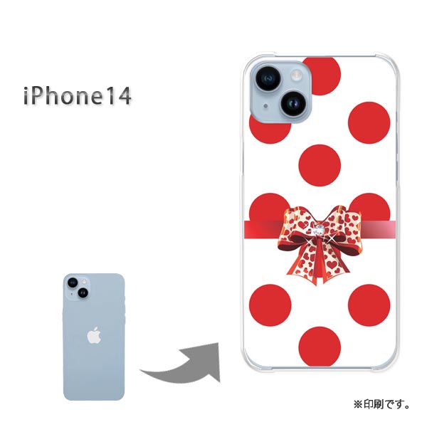 ゆうパケ送料無料 iPhone14 i14 ケースiphone14 アイフォン14 PCケース おしゃれ 人気 カワイイアクセサリー スマホケース カバー ハード ポリカーボネート [ドット・リボン（赤）/i14-pc-ne420]