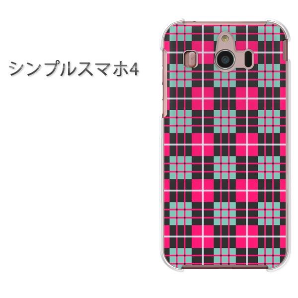 ゆうパケ送料無料 シンプルスマホ4 707SHsoftbank ソフトバンク シンプル スマホ PCケース おしゃれ 人気 カワイイアクセサリー スマホケース カバー ハード ポリカーボネート[チェック(ピンク)/simple4-pc-new0851]